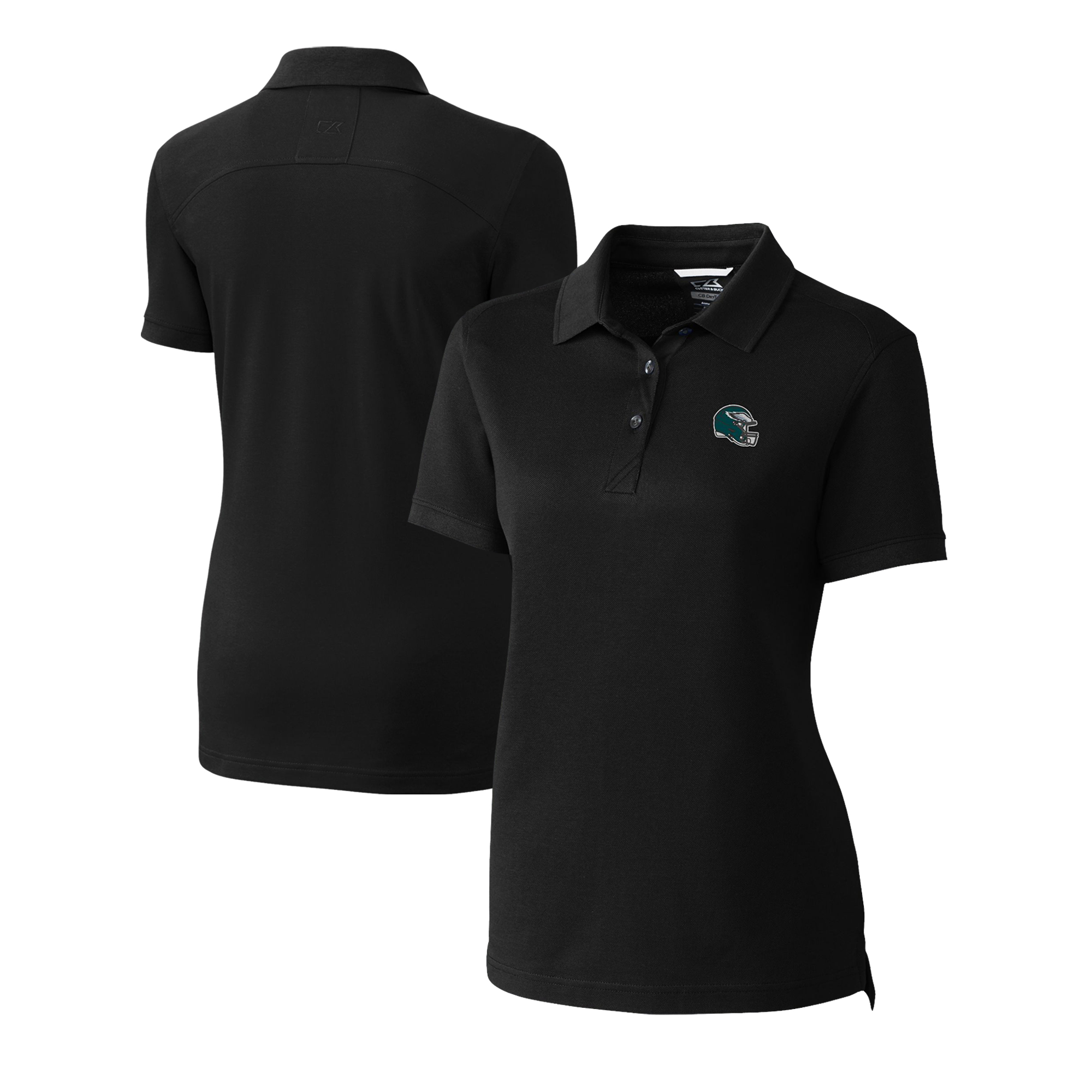 Women's Cutter & Buck Black Philadelphia Eagles Helmet Logo Advantage DryTec Tri-Blend Pique Polo - Image 2