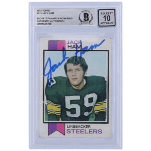Jack Ham Pittsburgh Steelers Autographed 1973 Topps #115 Beckett Fanatics Witnessed Authenticated 10 Rookie Card