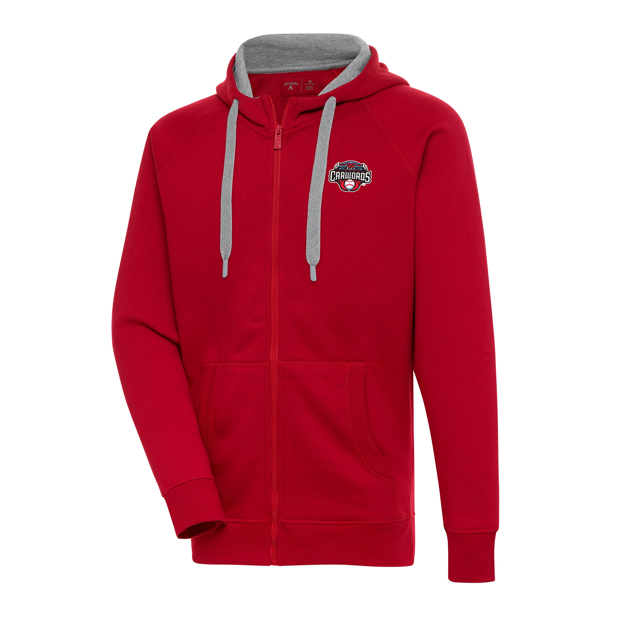 Men's Antigua Red Hickory Crawdads Victory Full-Zip Hoodie