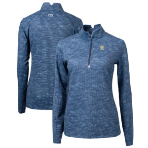 Women's Cutter & Buck  Navy Notre Dame Fighting Irish Alumni DryTec Traverse Camo Print Stretch Quarter-Zip Top