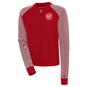 Women's Antigua  Red Atlanta Hawks Flier Bunker Tri-Blend Pullover Sweatshirt