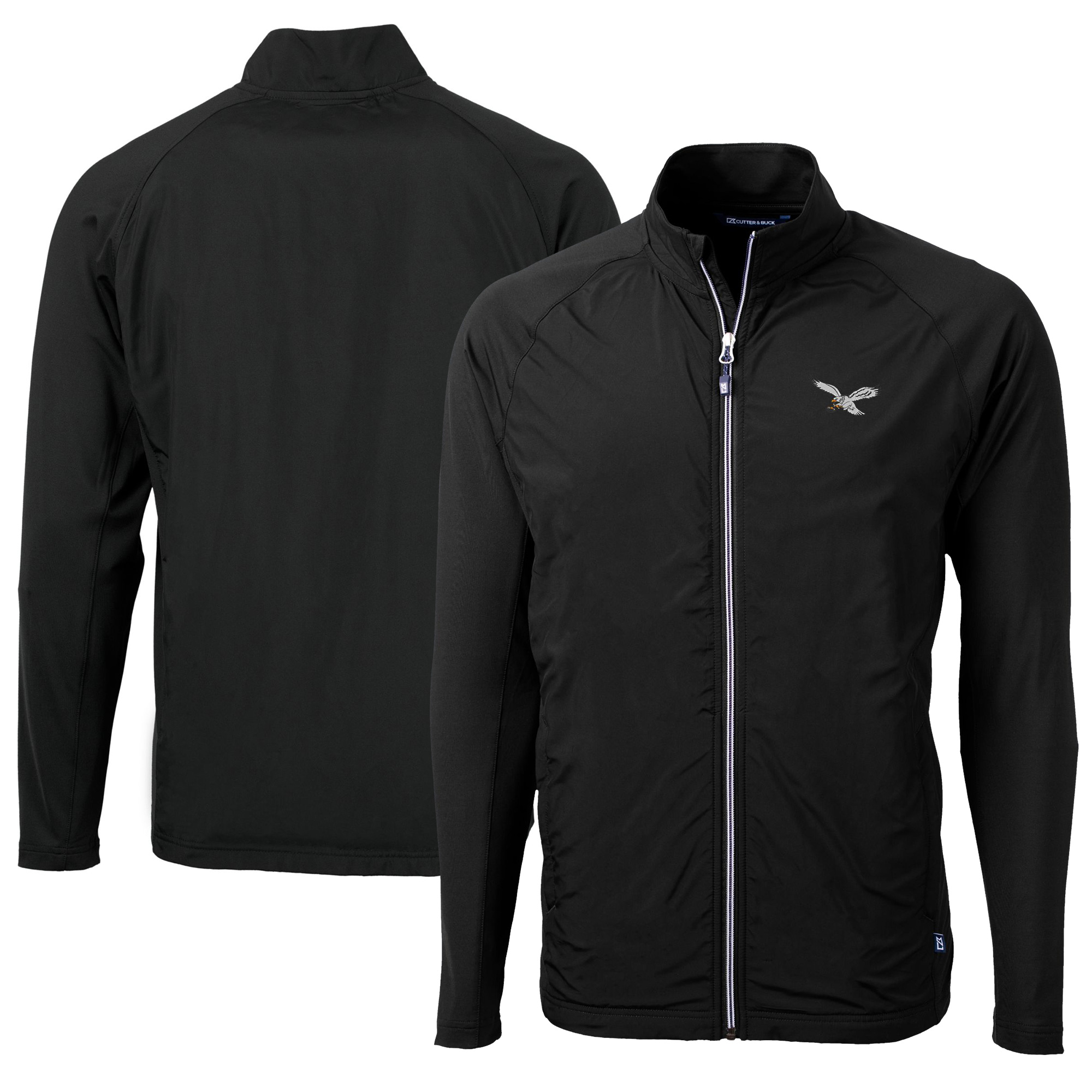Men's Cutter & Buck Black Philadelphia Eagles Adapt Eco Knit Hybrid Recycled Full-Zip Jacket - Image 2
