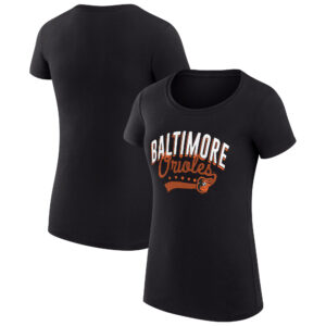 Women's G-III 4Her by Carl Banks  Black Baltimore Orioles Filigree Team Fitted T-Shirt