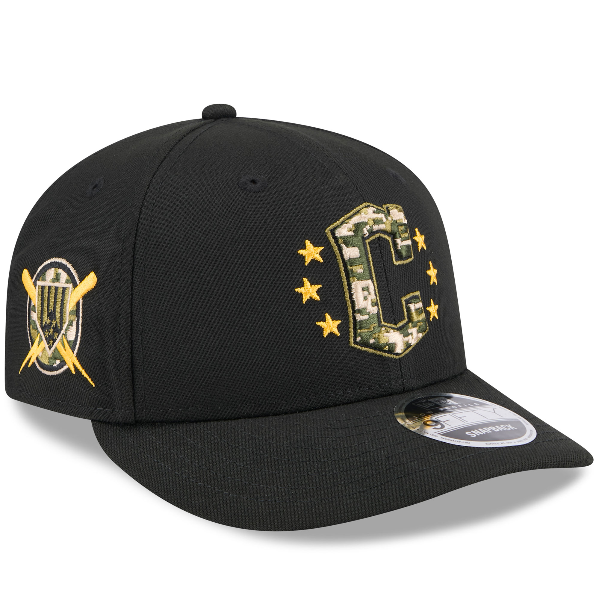 Men's New Era Black Cleveland Guardians 2024 Armed Forces Day Low Profile 9FIFTY Snapback Hat - Image 6