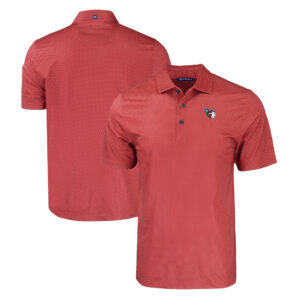 Men's Cutter & Buck Red Cleveland Guardians Pike Eco Tonal Geo Print Stretch Recycled Polo