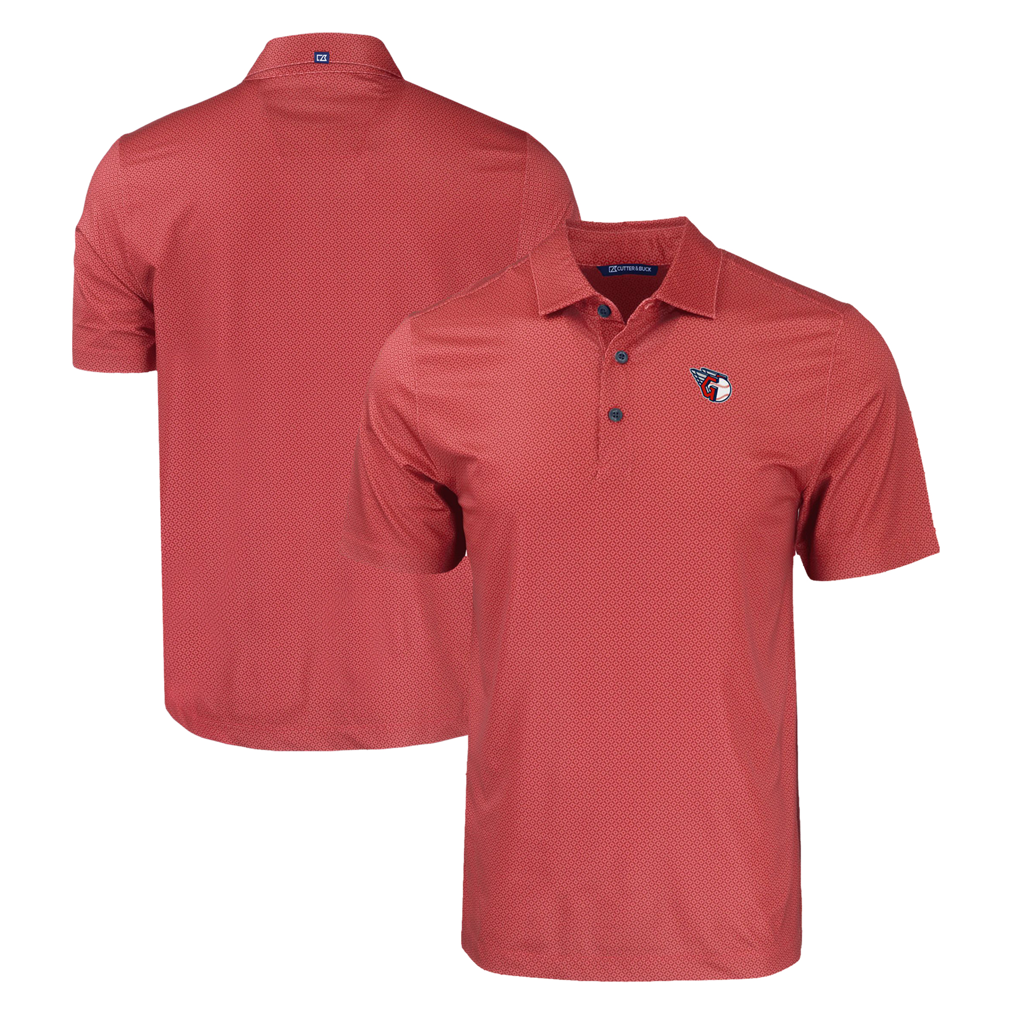 Men's Cutter & Buck Red Cleveland Guardians Pike Eco Tonal Geo Print Stretch Recycled Polo