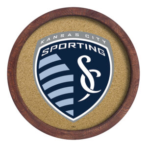 Sporting Kansas City 20.25'' Round Faux Barrel Framed Cork Board