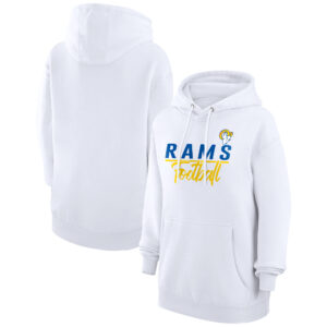 Women's G-III 4Her by Carl Banks  White Los Angeles Rams Graphic Fleece Pullover Hoodie