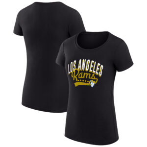Women's G-III 4Her by Carl Banks Black Los Angeles Rams Filigree Logo Fitted T-Shirt