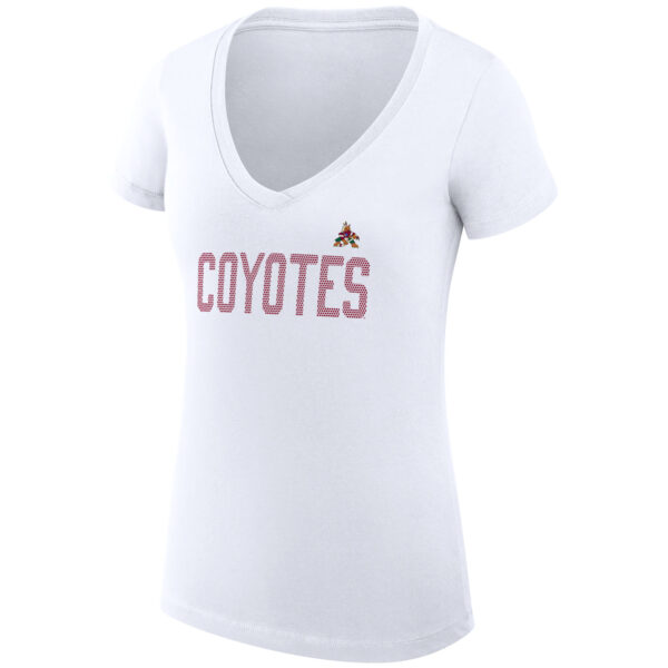 Women's G-III 4Her by Carl Banks White Arizona Coyotes Dot Print Team V-Neck Fitted T-Shirt - Image 3