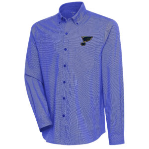 Men's Antigua  Blue St. Louis Blues Compression Tri-Blend Button-Down Shirt