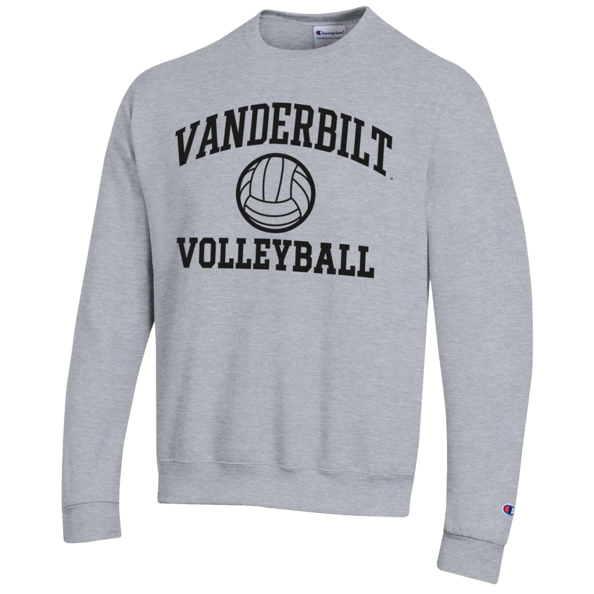 Men's Champion Gray Vanderbilt Commodores Icon Logo Volleyball Eco Powerblend Pullover Sweatshirt - Image 6