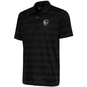 Men's Antigua  Black Sporting Kansas City Brushed Metallic Compass Polo