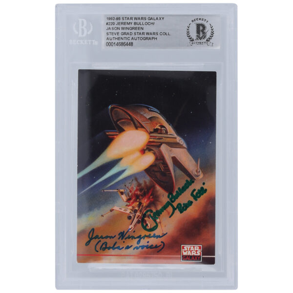 Jeremy Bulloch and Jason Wingreen Star Wars Autographed 1993-95 Topps Star Wars Galaxy #220 BGS Authenticated Authentic Card with "Boba Fett & Boba's Voice" Inscription