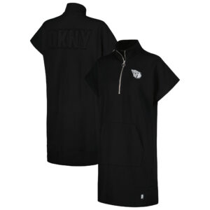 Women's DKNY Sport Black Cleveland Guardians Emily Quarter-Zip Sneaker Dress
