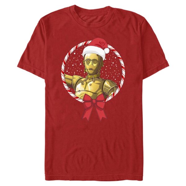 Men's Mad Engine  Red Star Wars: Rise of Skywalker C3P0 Candy Cane Graphic T-Shirt