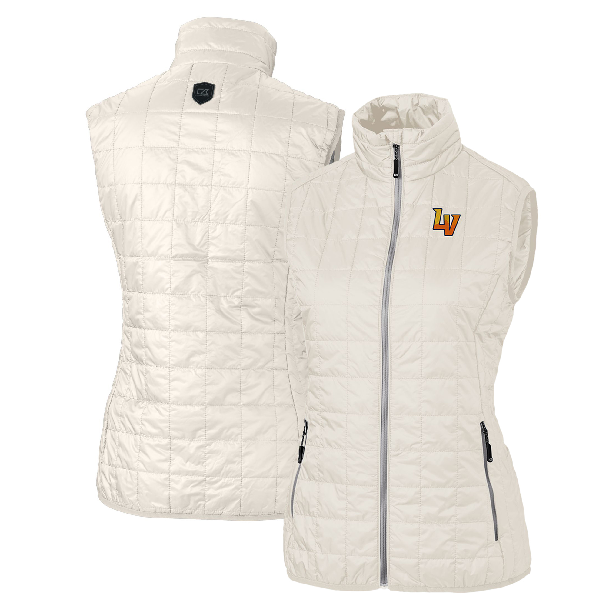 Women's Cutter & Buck Oatmeal Las Vegas Aviators Rainier PrimaLoft Eco Insulated Full-Zip Puffer Vest - Image 5