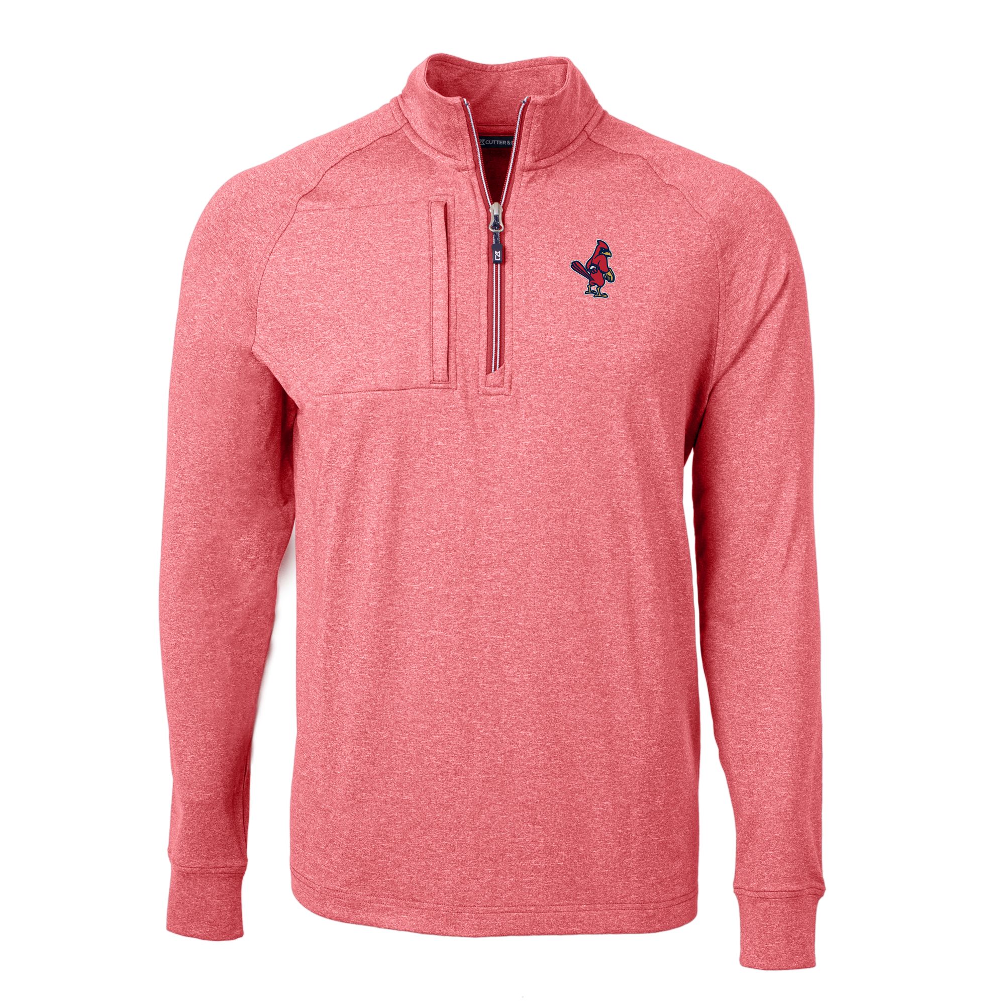 Men's Cutter & Buck Heather Red Memphis Redbirds Adapt Eco Knit Heather Recycled Quarter-Zip Pullover - Image 6