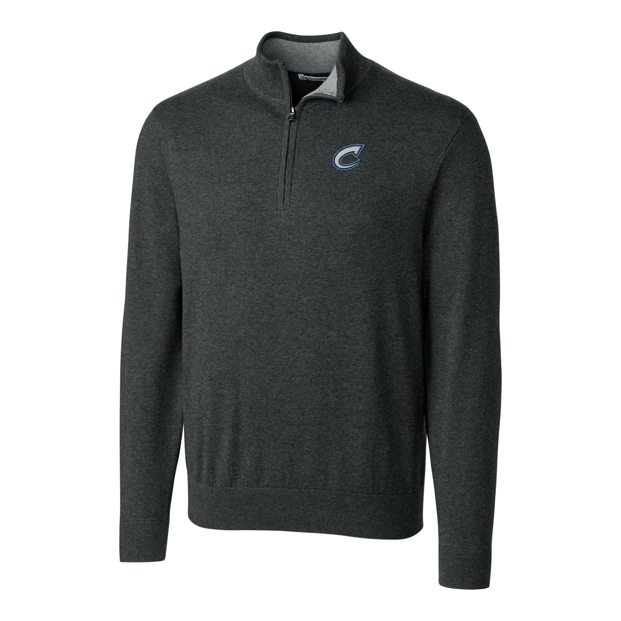Men's Cutter & Buck Heather Charcoal Columbus Clippers Lakemont Tri-Blend Quarter-Zip Pullover Sweater - Image 3