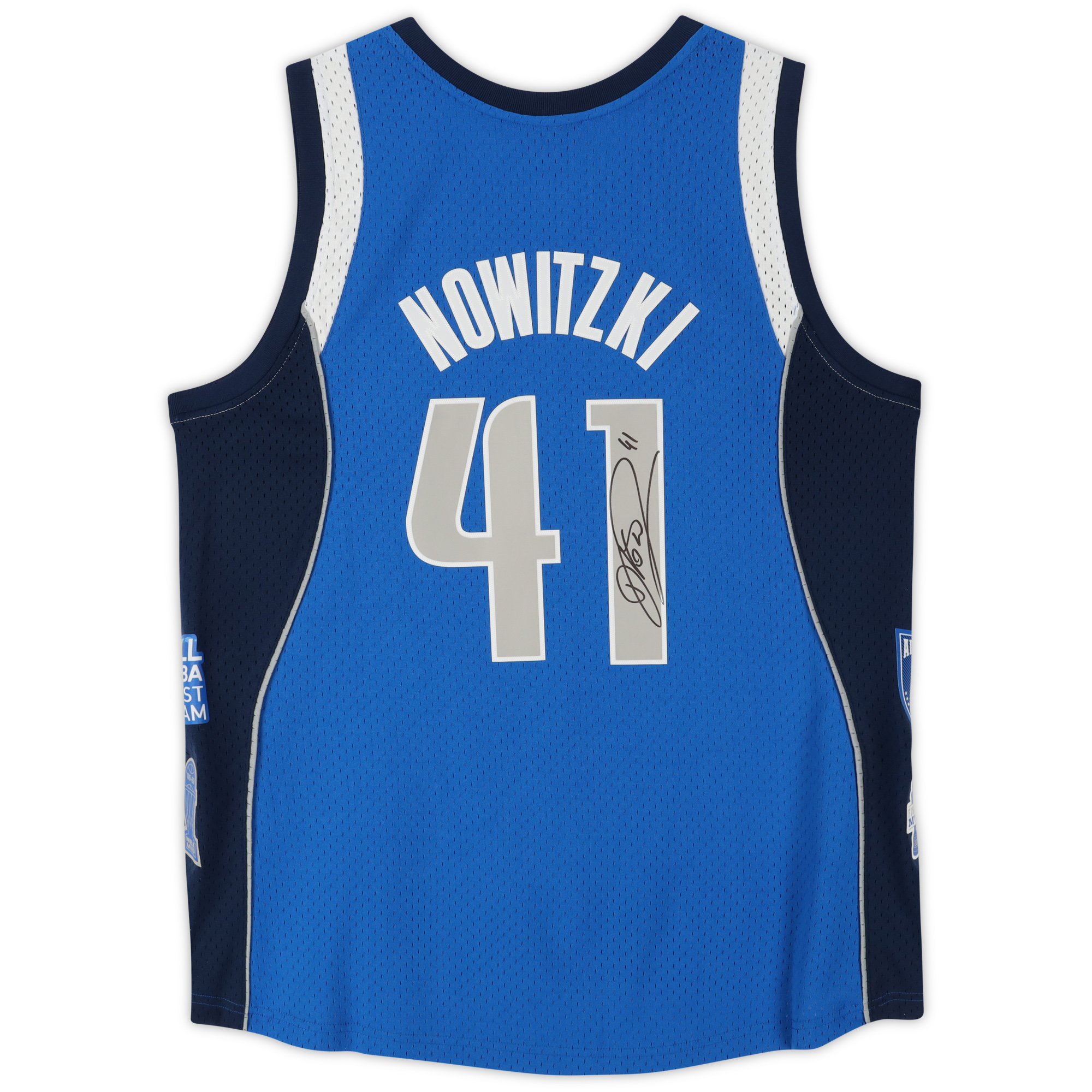 Dirk Nowitzki Dallas Mavericks Autographed Mitchell & Ness Blue Hall of Fame Swingman Jersey - Image 3
