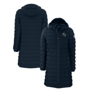 Women's Cutter & Buck Navy Denver Broncos Helmet Logo Mission Ridge Repreve Eco Insulated Full-Zip Long Puffer Jacket