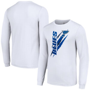 Men's Starter White St. Louis Blues Color Scratch Long-Sleeve T-Shirt