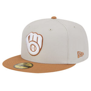 Men's New Era Khaki/Brown Milwaukee Brewers Two-Tone Color Pack 59FIFTY Fitted Hat