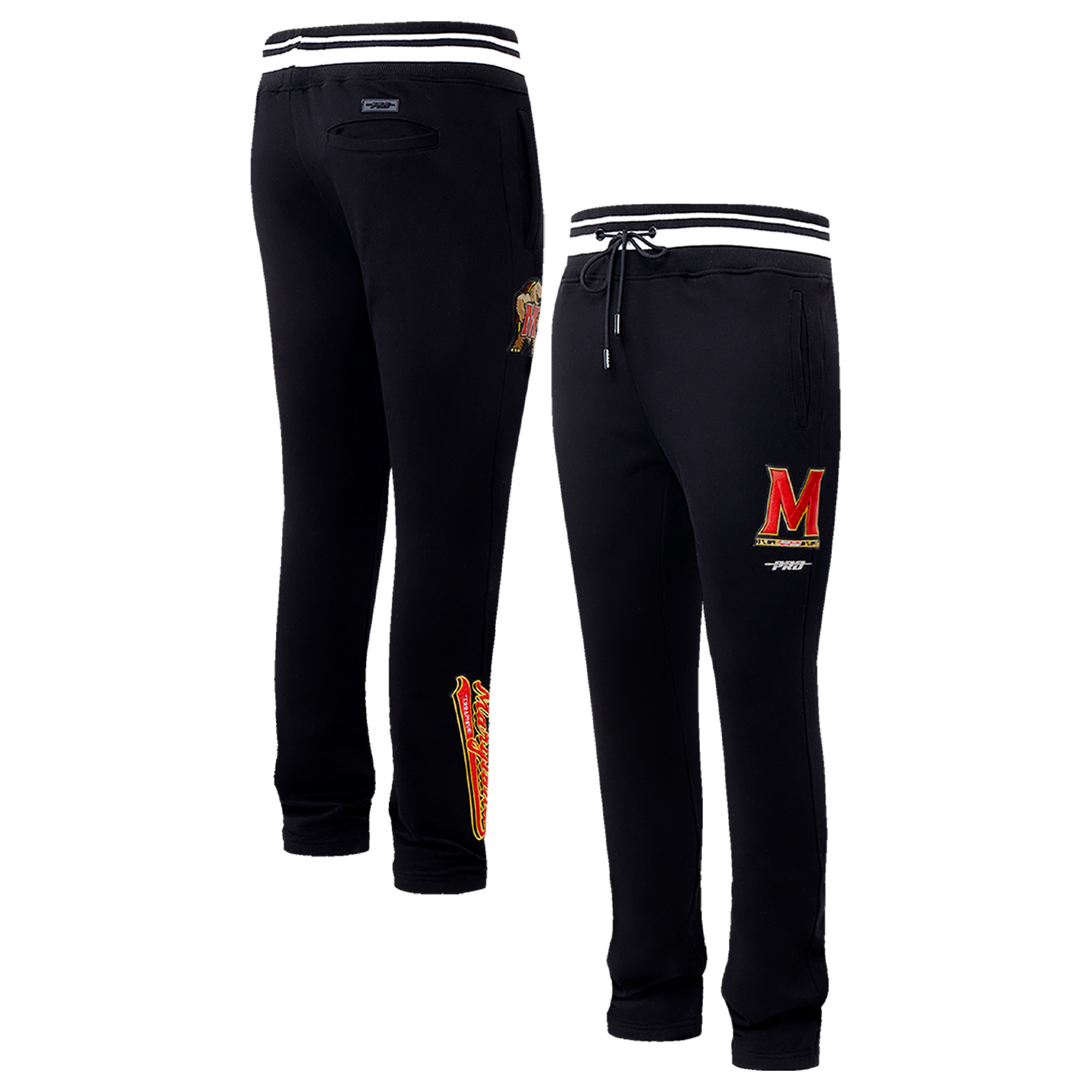 Men's Pro Standard Black Maryland Terrapins Script Tail Fleece Sweatpants - Image 2