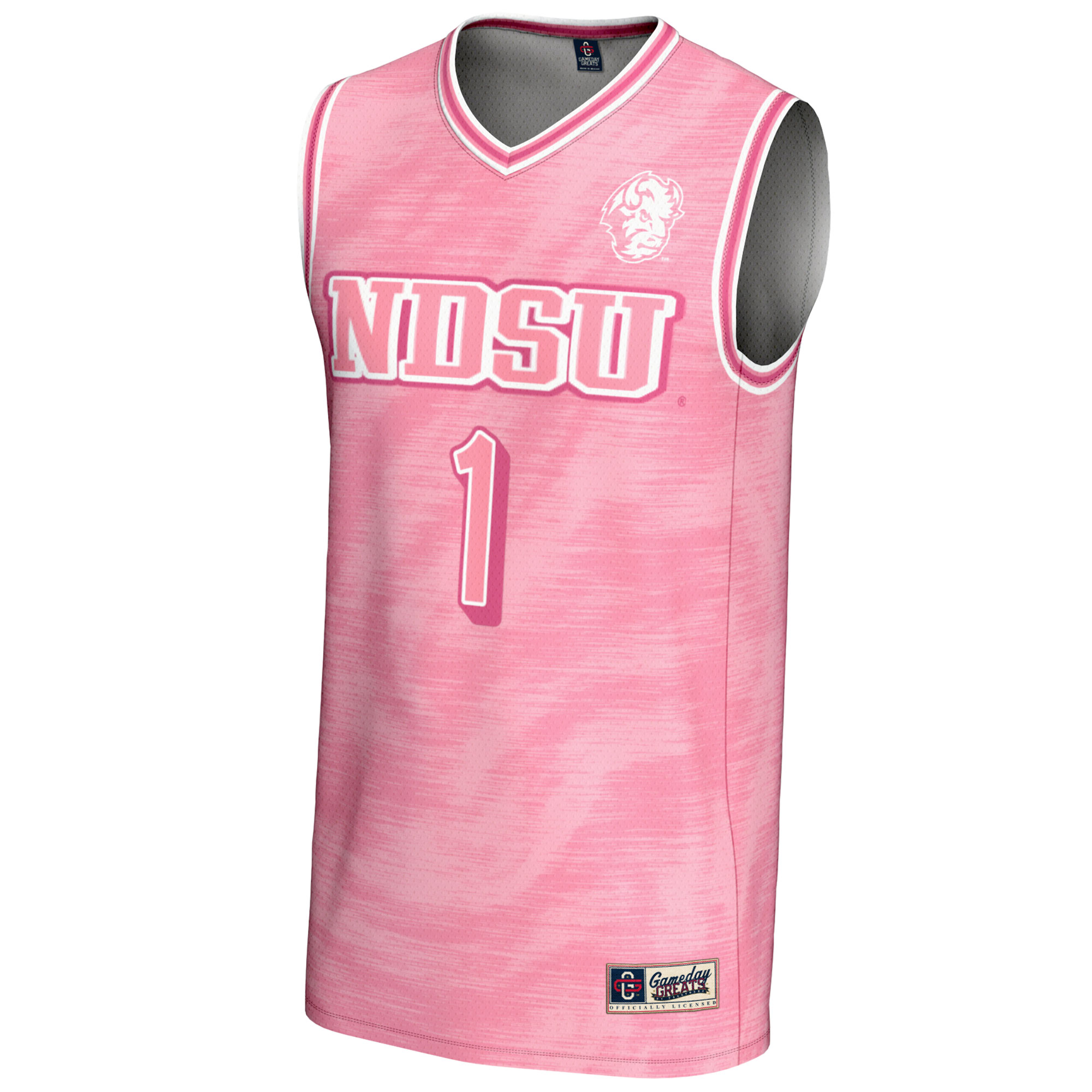 Unisex GameDay Greats #1 Pink NDSU Bison Lightweight Basketball Fashion Jersey - Image 6