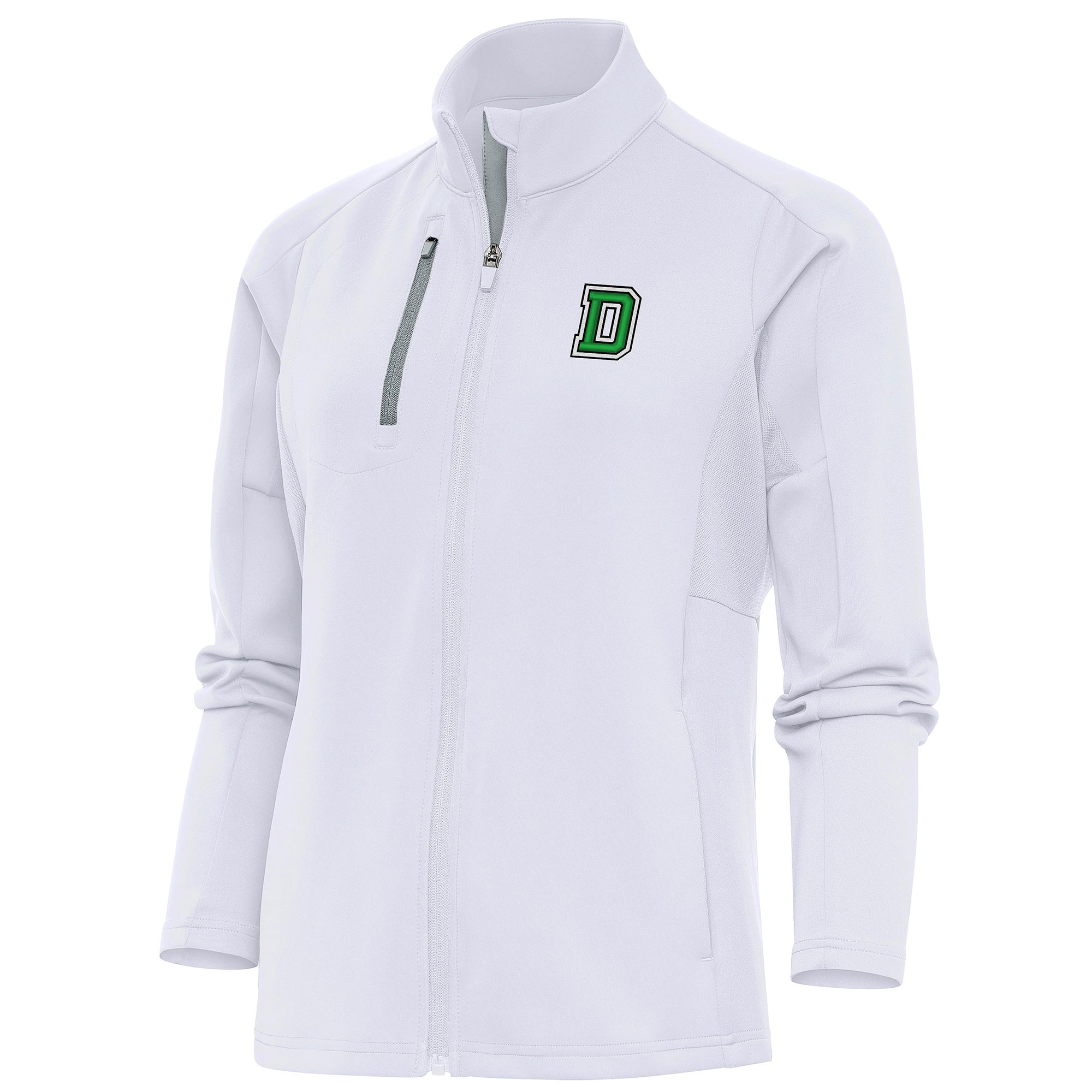 Women's Antigua White Dartmouth Big Green Generation Full-Zip Jacket