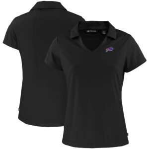 Women's Cutter & Buck Black Buffalo Bills Primary Mark Daybreak Eco Recycled V-Neck Polo