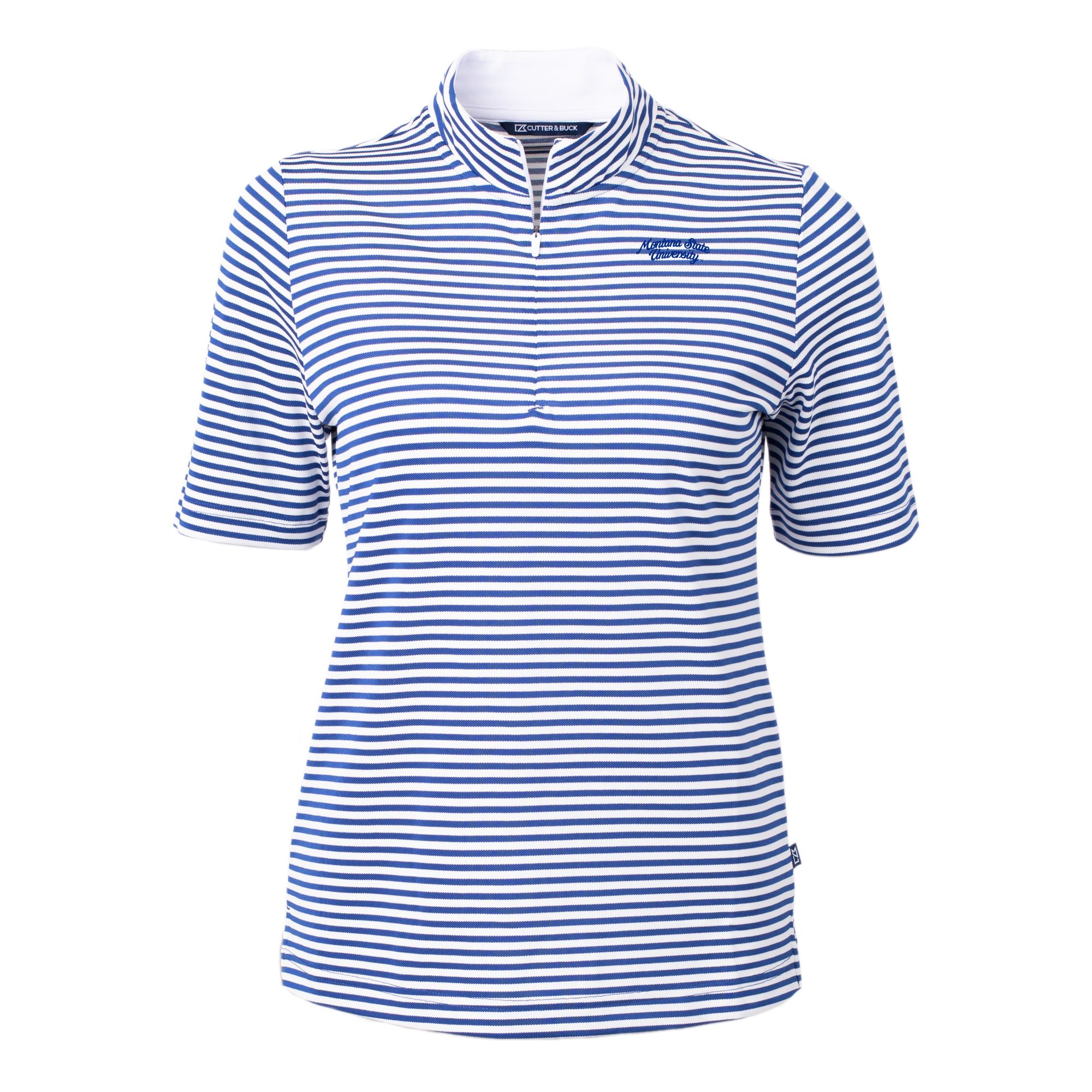 Women's Cutter & Buck Blue Montana State Bobcats Vault DryTec Virtue Eco Pique Stripe Recycled Top - Image 6