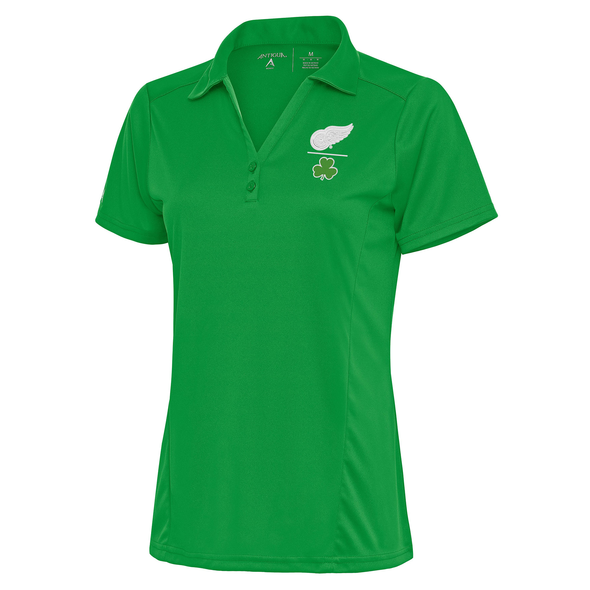 Women's Antigua Kelly Green Detroit Red Wings Shamrock Tribute Polo