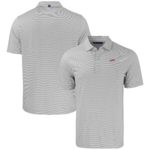 Men's Cutter & Buck  Gray/White SMU Mustangs Forge Eco Double Stripe Stretch Recycled Tri-Blend Polo