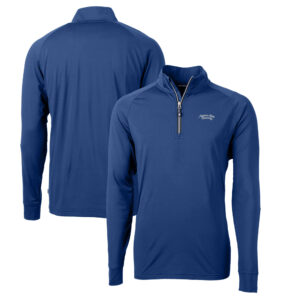 Men's Cutter & Buck Blue Montana State Bobcats Big & Tall Adapt Eco Knit Stretch Recycled Raglan Quarter-Zip DryTec Top