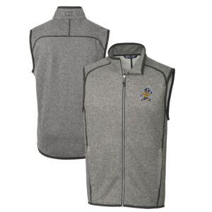 Men's Cutter & Buck Heather Gray ETSU Buccaneers Big & Tall Mainsail Sweater-Knit Full-Zip Vest