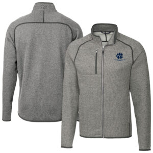 Men's Cutter & Buck Heather Gray George Washington University Big & Tall Mainsail Sweater-Knit Full-Zip Jacket