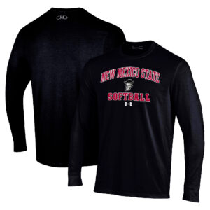 Men's Under Armour Black New Mexico State Aggies Arch Softball Performance Long Sleeve T-Shirt