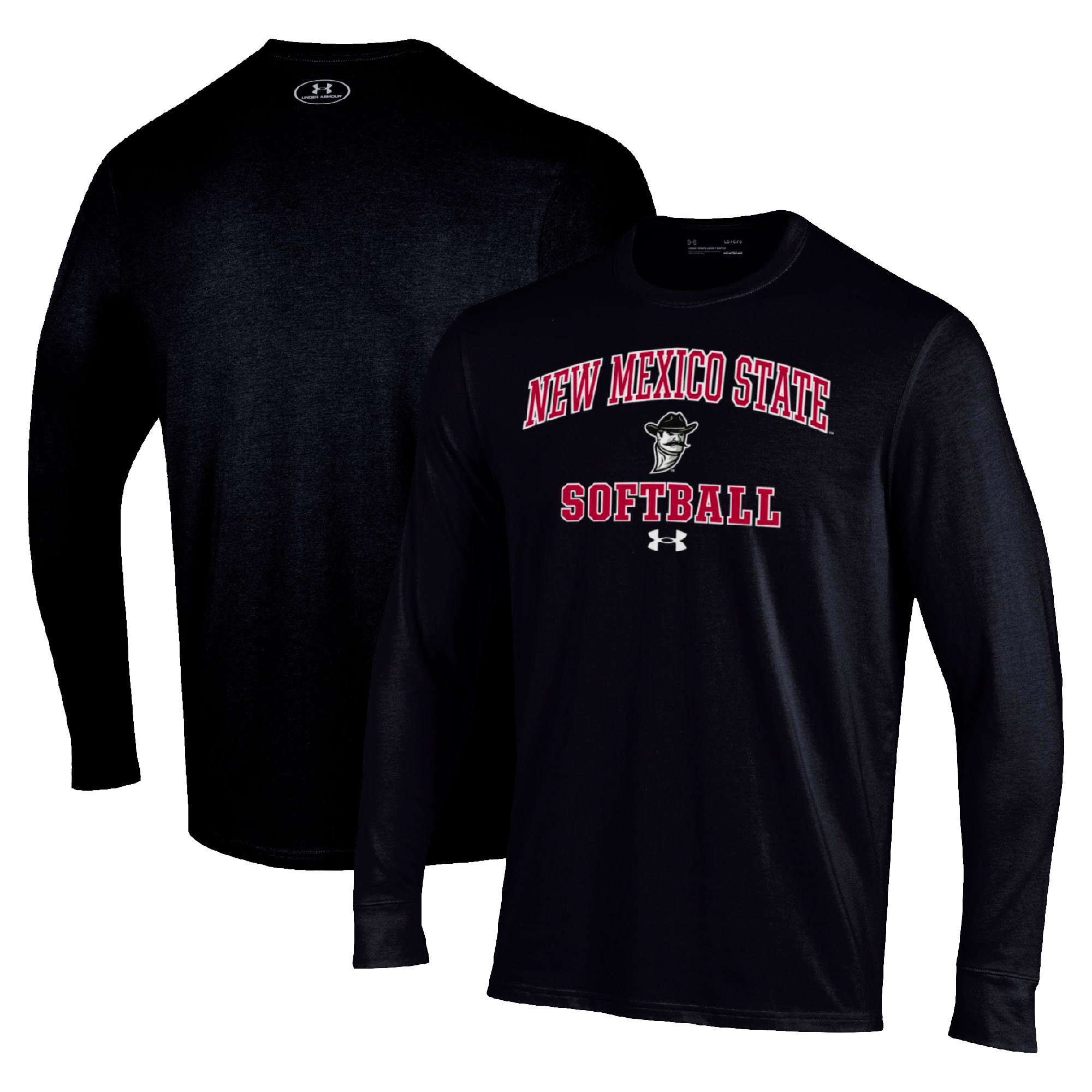 Men's Under Armour Black New Mexico State Aggies Arch Softball Performance Long Sleeve T-Shirt