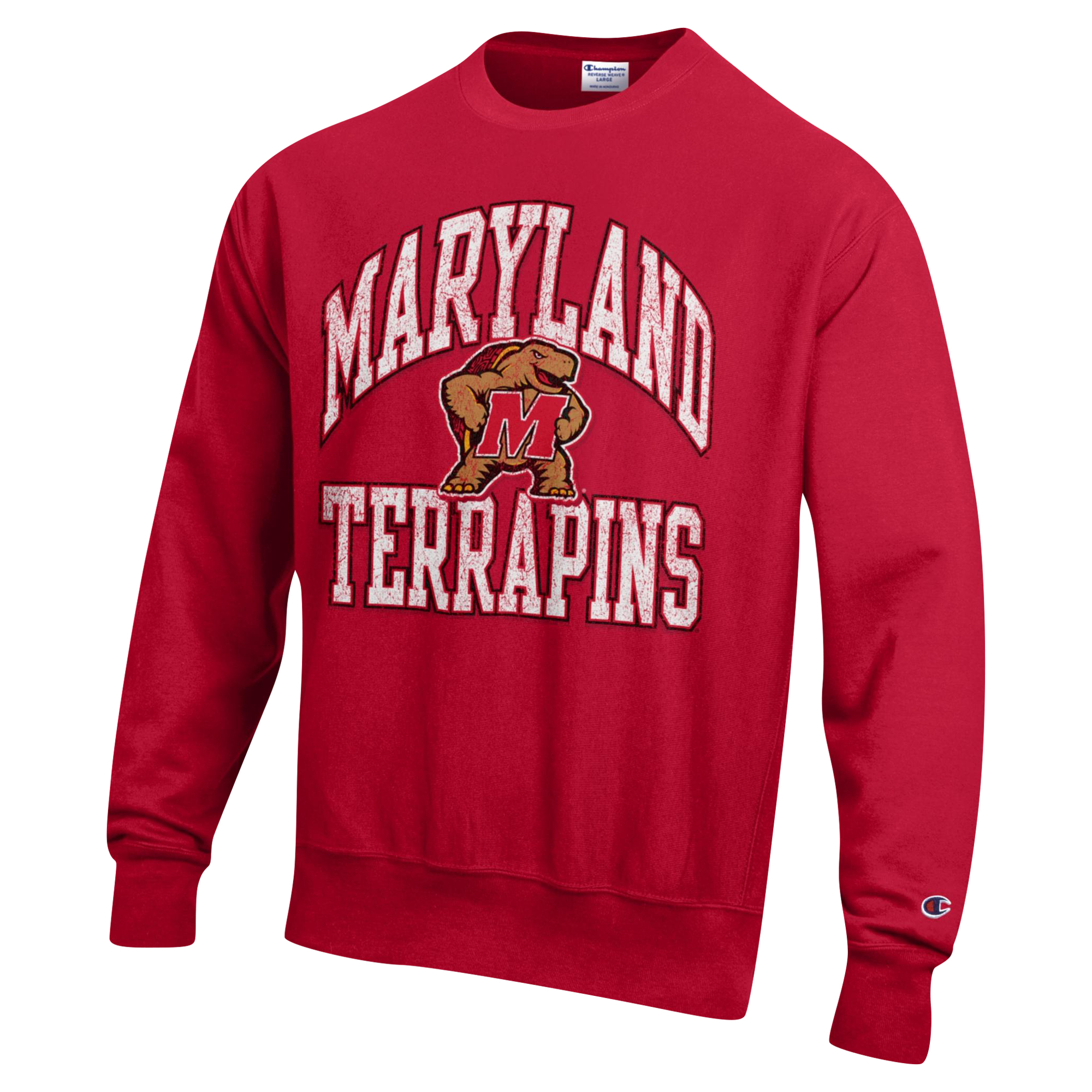 Men's Champion Red Maryland Terrapins Vault Late Night Reverse Weave Pullover Sweatshirt - Image 3
