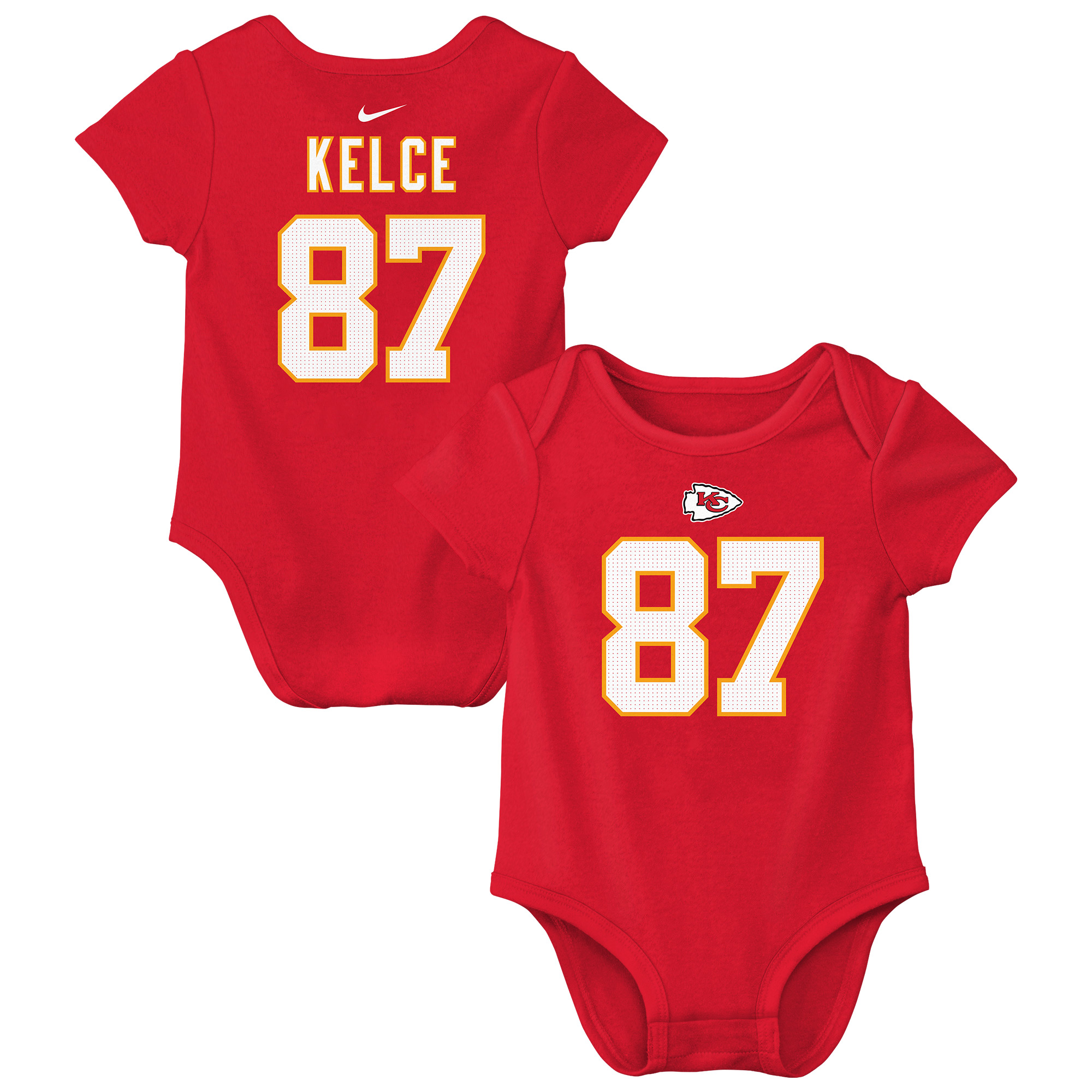 Infant Nike Travis Kelce Red Kansas City Chiefs Player Name & Number Bodysuit
