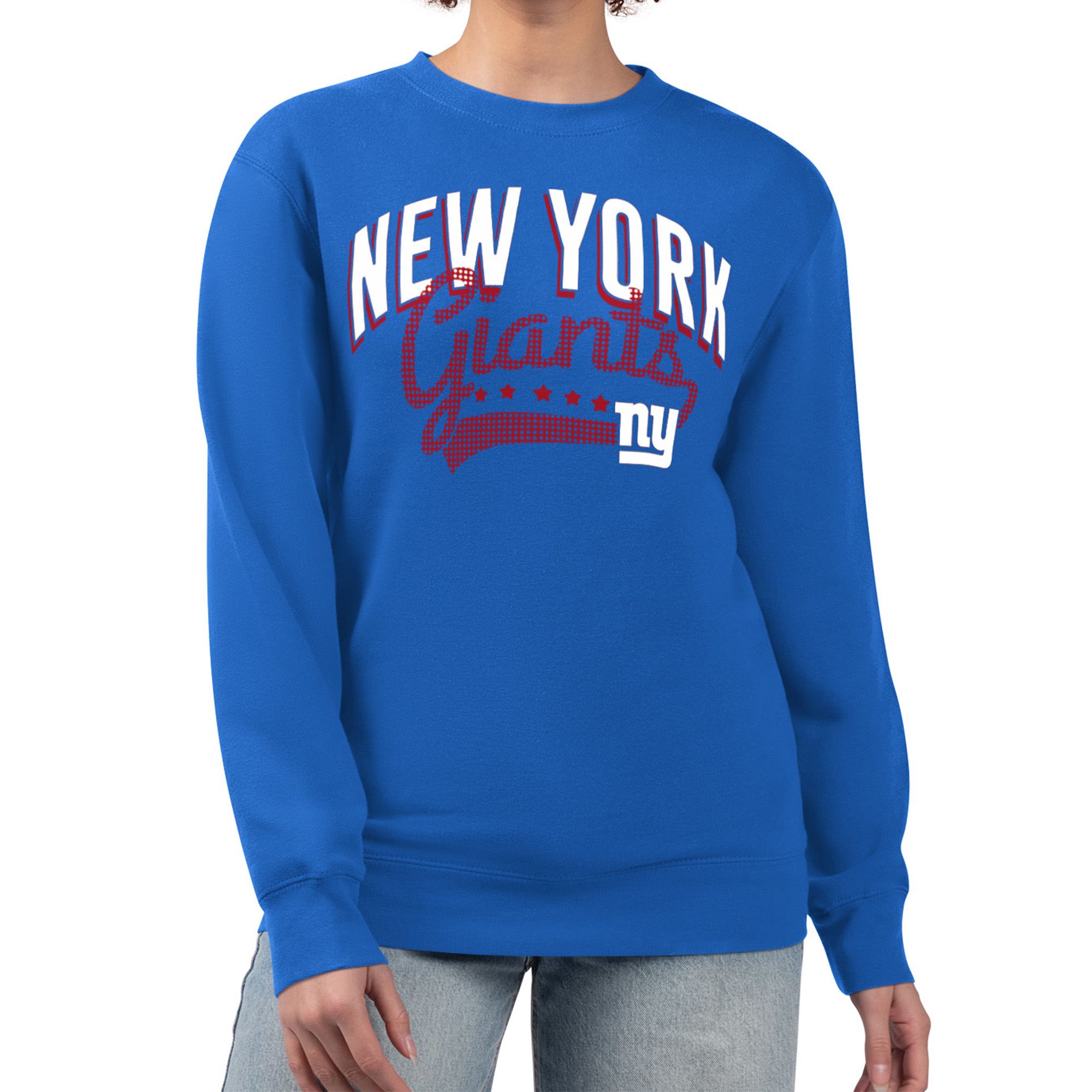 Women's G-III 4Her by Carl Banks Royal New York Giants Filigree Logo Graphic Fleece Pullover Sweatshirt