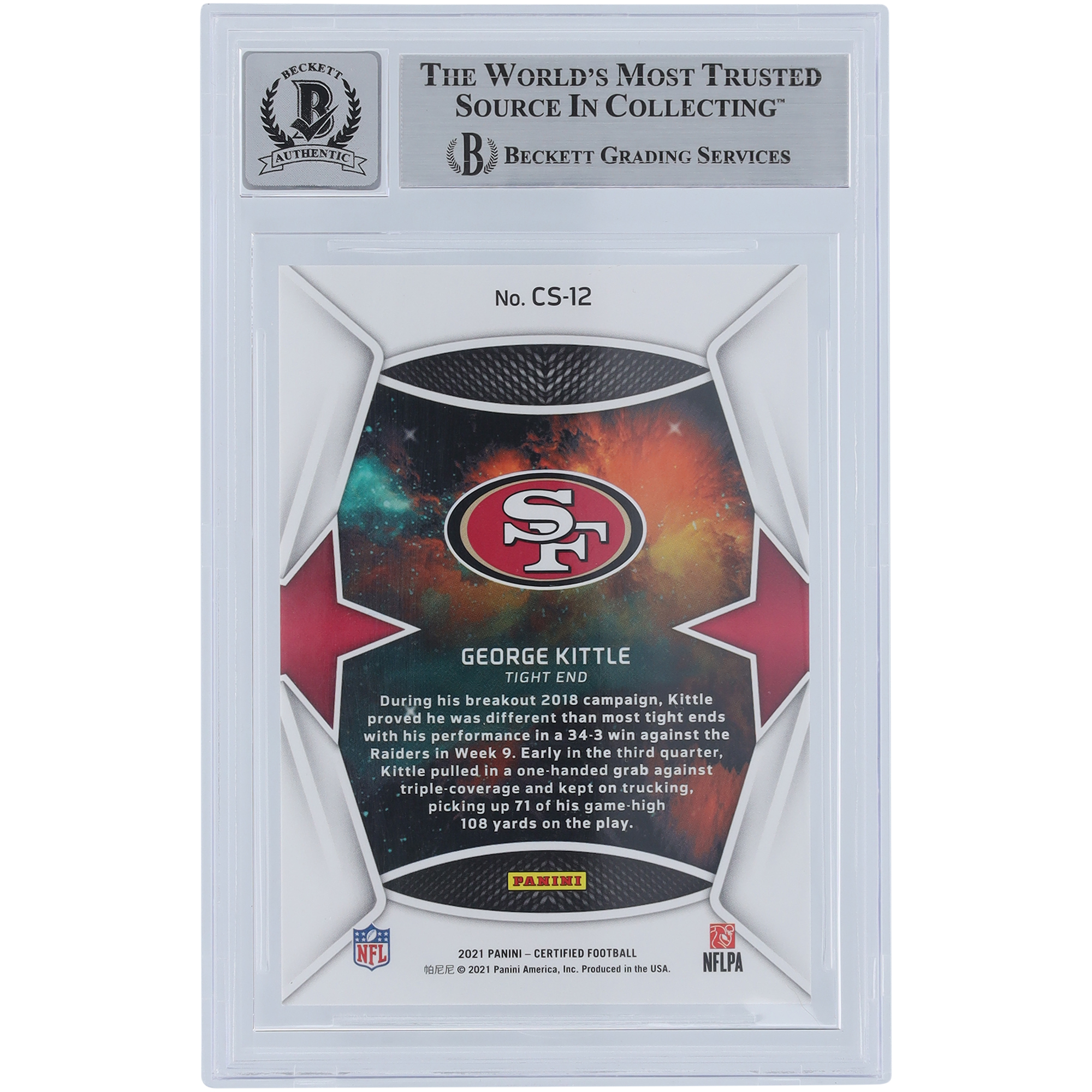 George Kittle San Francisco 49ers Autographed 2021 Panini Certified Stars Mirror Bronze #12 #/249 Beckett Fanatics Witnessed Authenticated 10 Card - Image 5