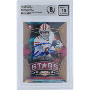George Kittle San Francisco 49ers Autographed 2021 Panini Certified Stars Mirror Bronze #12 #/249 Beckett Fanatics Witnessed Authenticated 10 Card