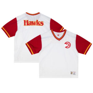 Men's Mitchell & Ness  White Atlanta Hawks Fashion Mesh V-Neck Top