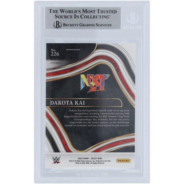 Dakota Kai WWE Autographed 2022 Panini Select Red & Blue Prizm #226 Beckett Fanatics Witnessed Authenticated Card - Image 5