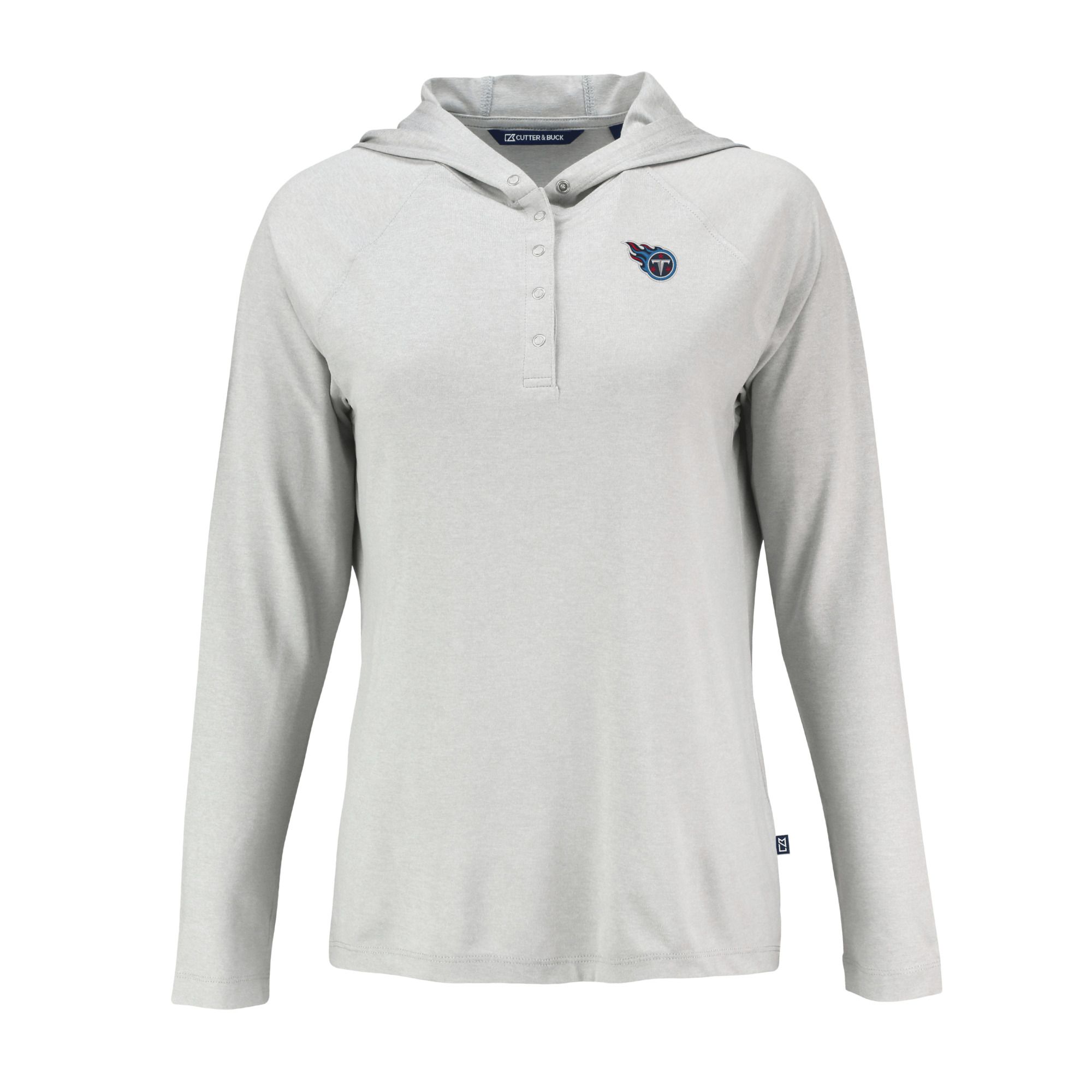 Women's Cutter & Buck Gray Tennessee Titans Coastline Epic Comfort Eco Recycled Raglan Pullover Hoodie - Image 6