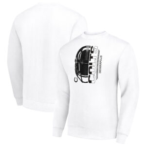 Men's Starter White Indianapolis Colts Half Helmet Team Graphic Tri-Blend Fleece Pullover Sweatshirt