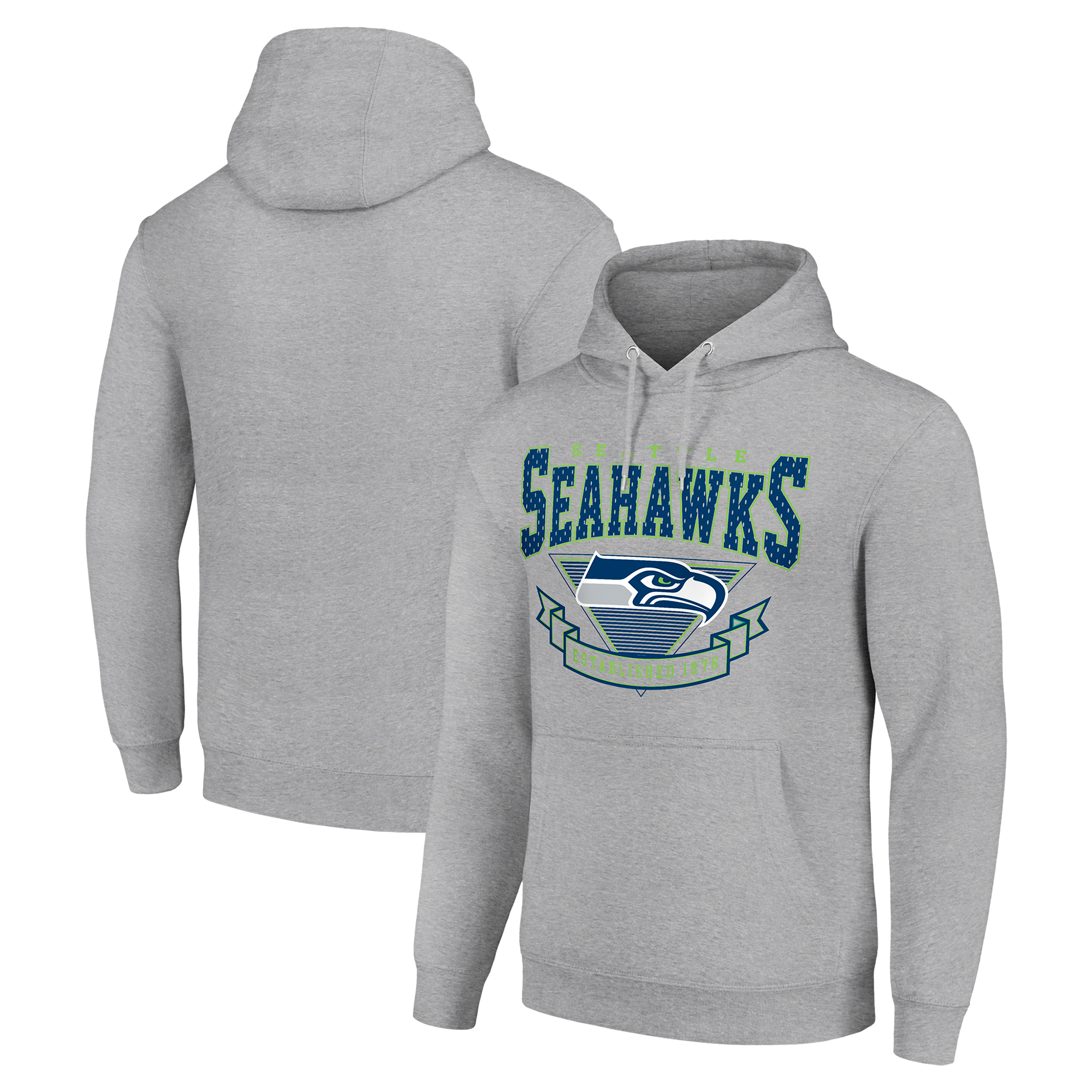 Men's Starter Heather Gray Seattle Seahawks ‘80s Inspired Pullover Hoodie