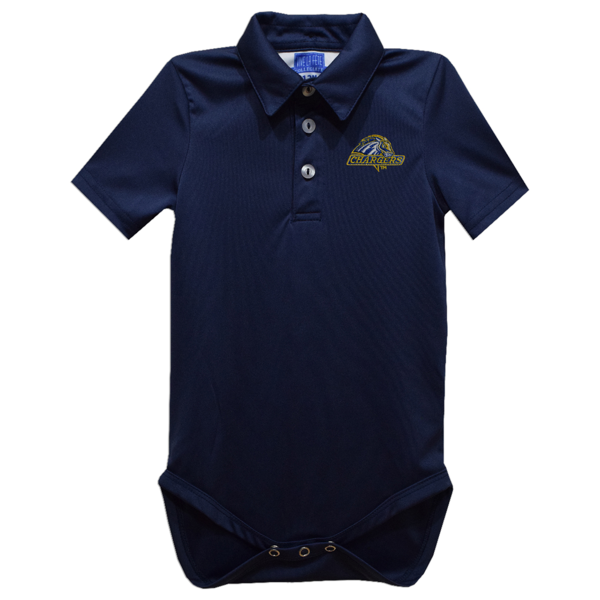 Infant Vive La Fete Blue University of New Haven Chargers Polo Bodysuit